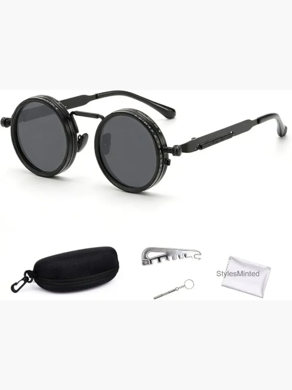 Adjustable Tint Sunglasses 9-Level Manual Dimming Polarized UV400 Retro Round